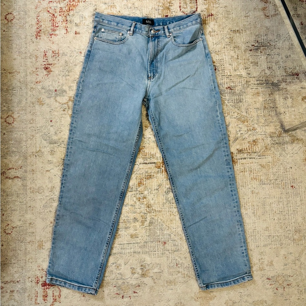 A.P.C. Men's Denim Straight Jeans in Light Blue